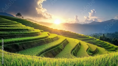 Stunning Terraced Rice Paddies at Sunrise