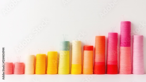 Obraz na płótnie Yarn Threads Bar Graph, minimalist design, vibrant gradient colors, visually striking representation of data, creative textile art w salonie