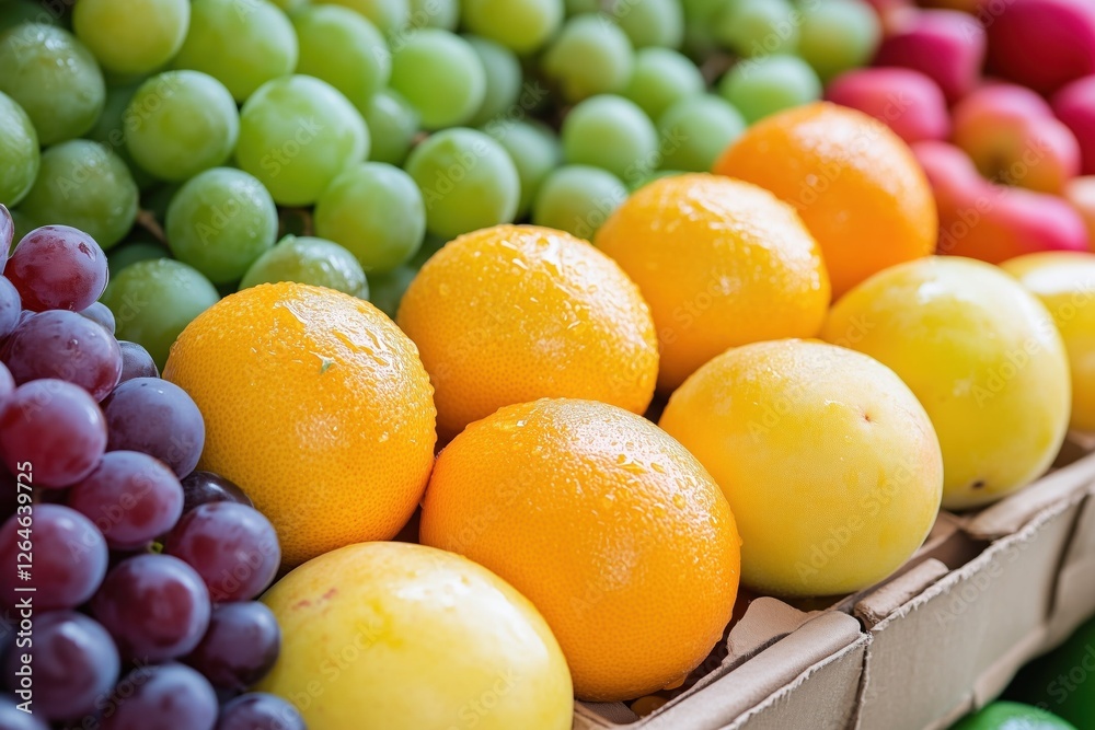 A display of fruits in a supermarket