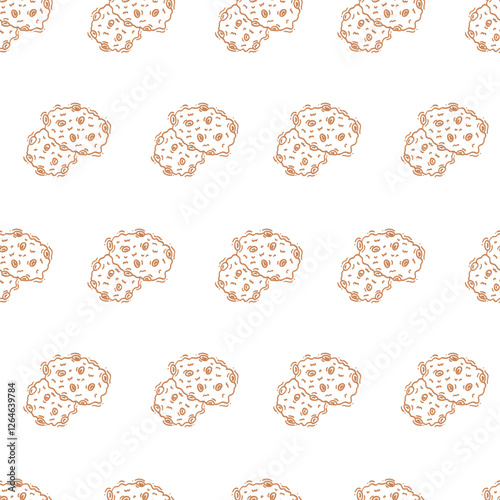 chocolate chip cookies pattern. chocolate cookies seamless pattern. doodle cookies seamless pattern. doodle chocolate cookies background