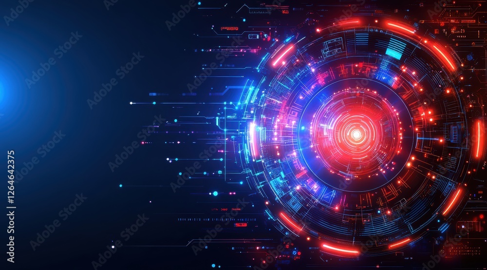 Obraz premium A colorful, glowing circle with a red center