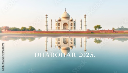 Taj Mahal, Taj Mahotsav, DHAROHAR 2025, watercolor illustration, Celebration of Indian Culture, Heritage & Art of dance & music, Banner Poster, Flyer design photo