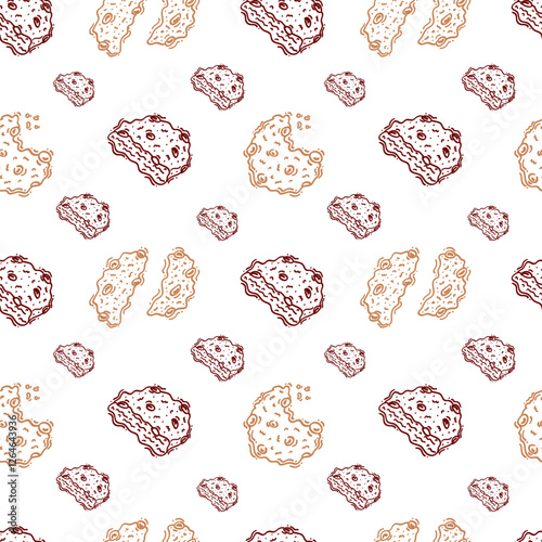 chocolate chip cookies pattern. chocolate cookies seamless pattern. doodle cookies seamless pattern. doodle chocolate cookies background