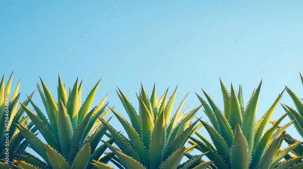 Obraz premium Stunning Agave Plants Under a Clear Blue Sky