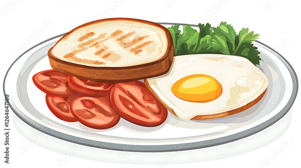 fried eggs with bacon and vegetables fried eggs with bacon and vegetables