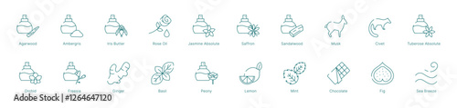 Extensive Fragrance Notes Collection Vector Icon Set
