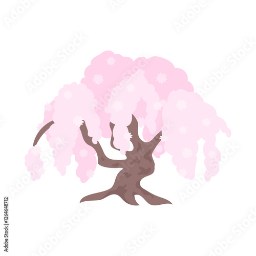 枝垂れ桜。フラットなベクターイラスト。
Weeping cherry blossom. Flat vector illustration.