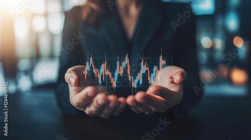 A close-up of hands analyzing stock market graphs on a high-resolution digital display.