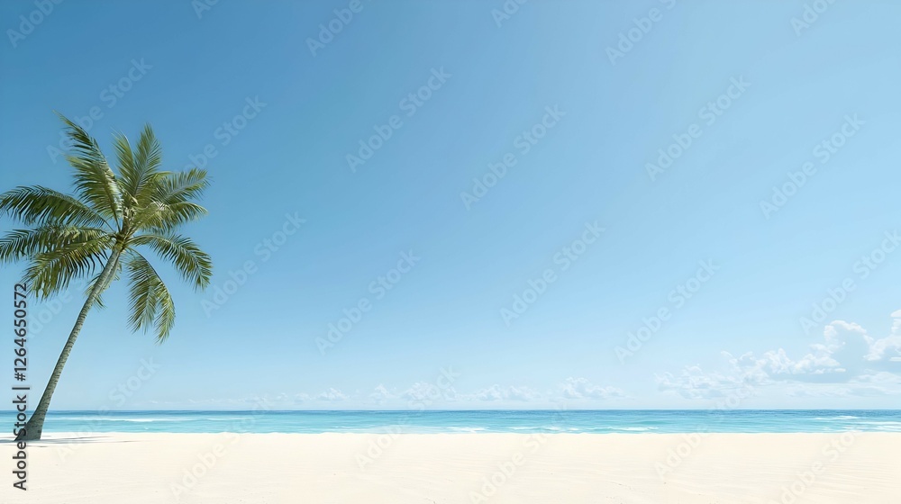 Tropical Beach With Palm Tree And White Sand Tropical Beach With Palm Tree And White Sand