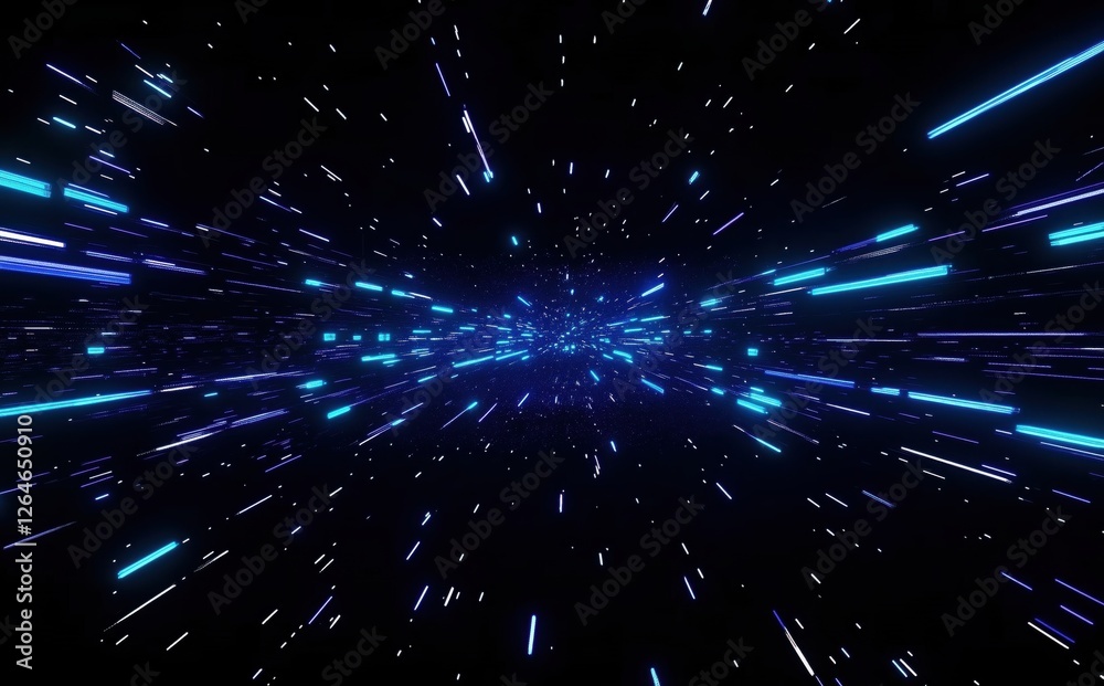 Fototapeta premium Vivid Light Beams Racing Through a Cosmic Space with Futuristic Motion Effect