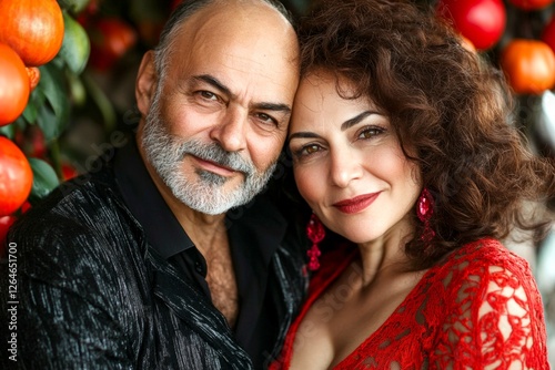 Valentine's day, lovers couple: breathtaking vivid image of loving middle eastern midlife lovers. Commercial commercial conceptual art. Sign of love and affection. Perfect pair. Romantic date. photo