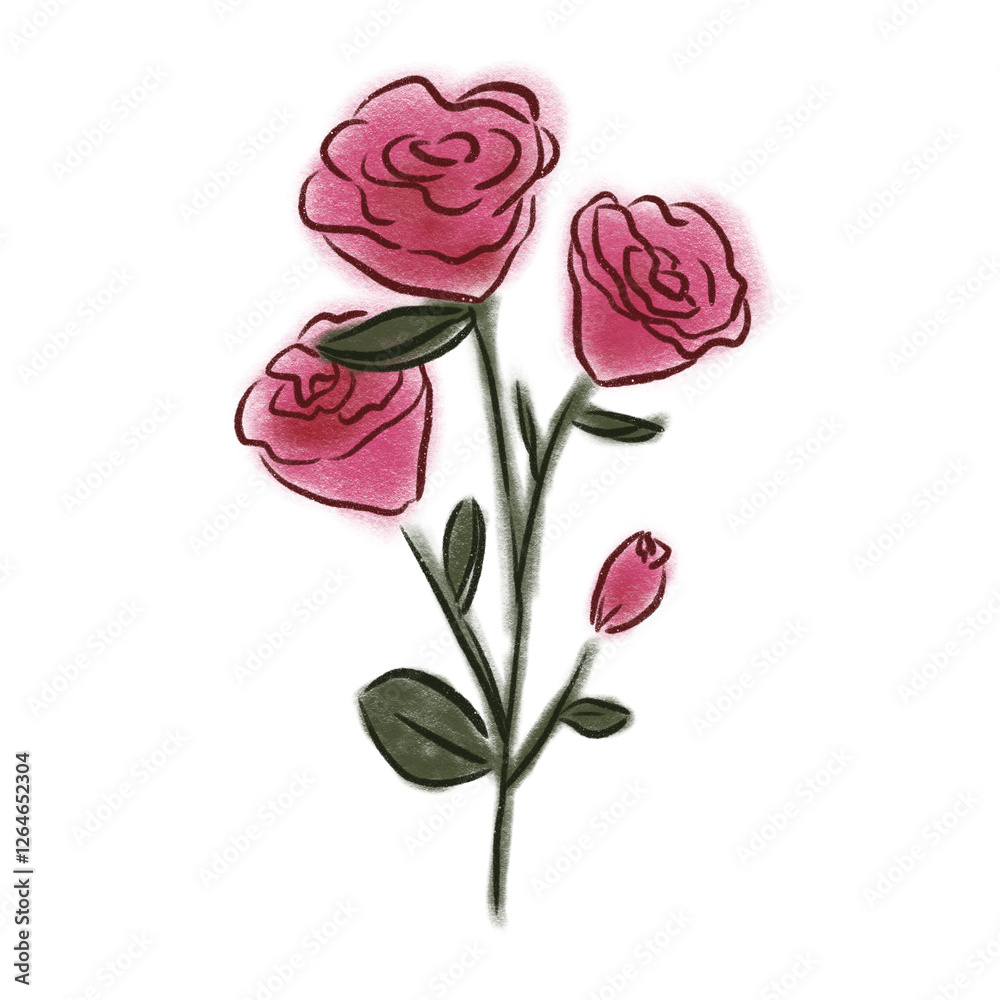 Fototapeta premium delicate watercolor roses bouquet flower illustration, elegant botanical art for wedding invitations and nature designs