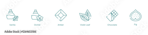  Sweet and Indulgent Fragrance Notes Vector Icon Set