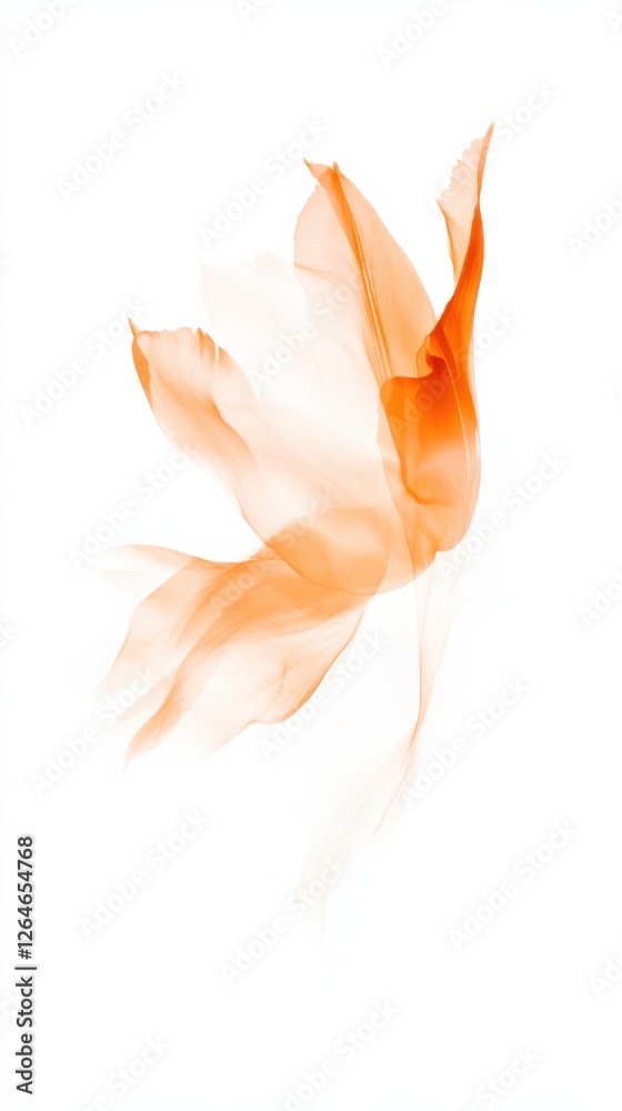 Fototapeta premium an Orange Tulip with Delicate Petals on White Background Featuring Prismatic Chromatic Aberration and Pastel Tones
