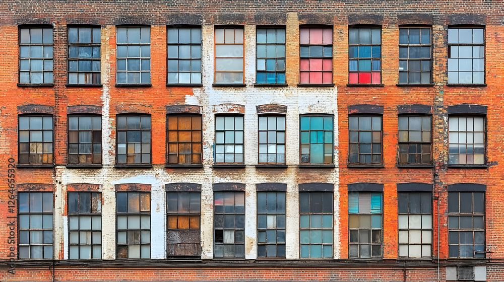 Obraz premium Aged Brick Building Facade Illustration