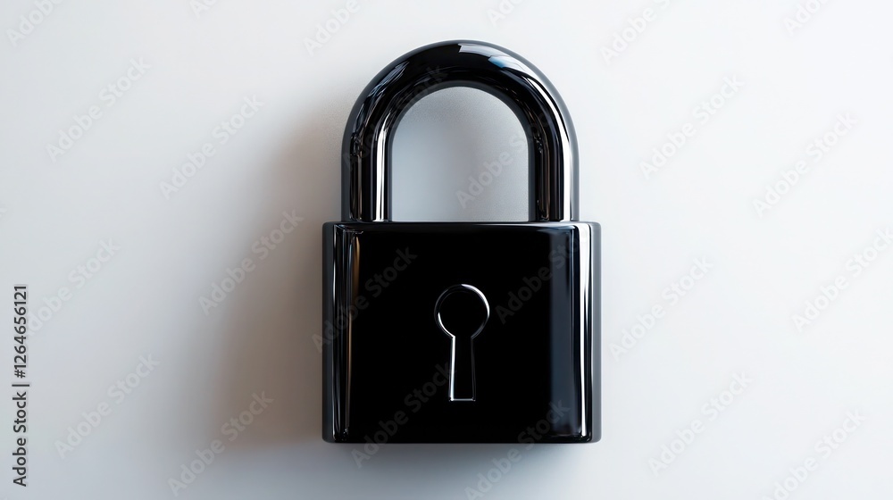 Fototapeta premium Close-up shot of a minimalistic black lock icon on a smooth white background