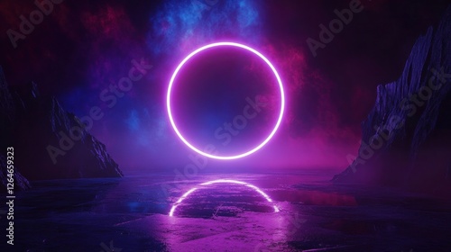 Futuristic Flow Glowing Waves in Purple and Blue, Dynamic Elegance Modern Dark Abstract Background, Radiant Technology Shiny Lines and Abstract Waves