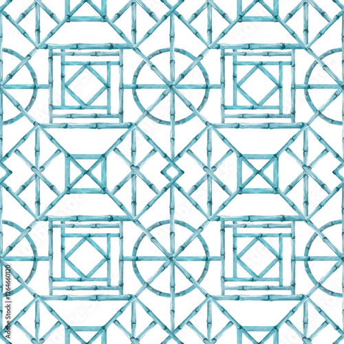 Beautiful vector seamless pattern with hand drawn bamboo lattice in vacation style. Ready print design.