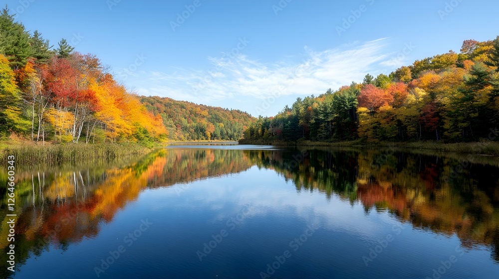 Autumn Lake Reflection: Vibrant Fall Foliage in a Calm Forest Autumn Lake Reflection: Vibrant Fall Foliage in a Calm Forest