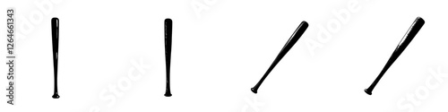A monochrome baseball bat, a symbol of sports, is depicted as a modern illustration isolated on a white background, ideal for logos, emblems, and symbols