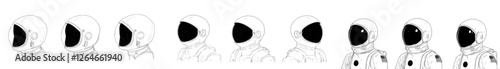 The emblem is a spaceman skull, representing a modern space logo in monochrome