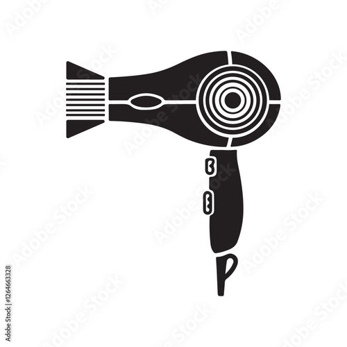 electric hair dryer silhouette isolated on white background