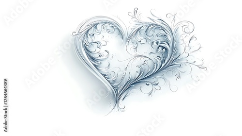 Elegant Ornate Heart Design in Delicate Blue Hues