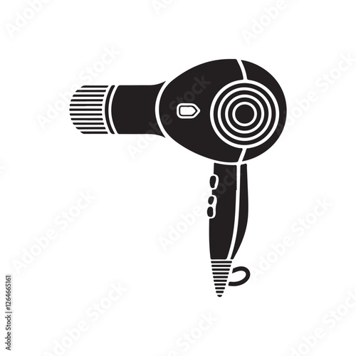 electric hair dryer silhouette isolated on white background