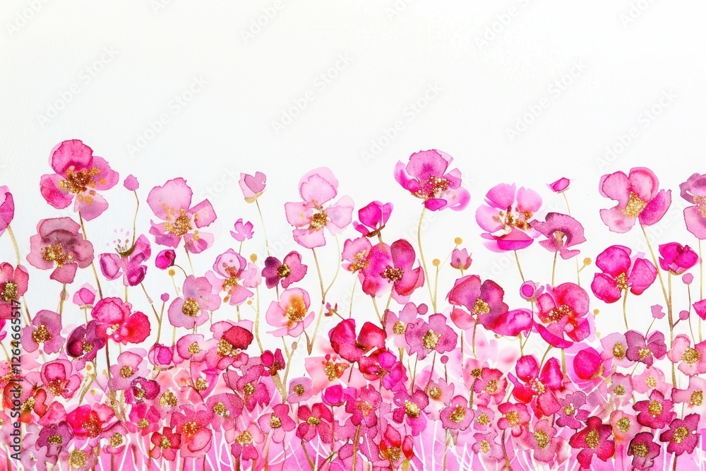 custom made wallpaper toronto digitalVibrant watercolor pink floral field