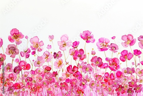 Wallpaper Mural Vibrant watercolor pink floral field Torontodigital.ca