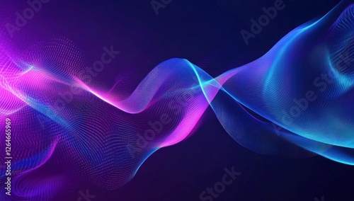 Futuristic Flow Glowing Waves in Purple and Blue, Dynamic Elegance Modern Dark Abstract Background, Radiant Technology Shiny Lines and Abstract Waves