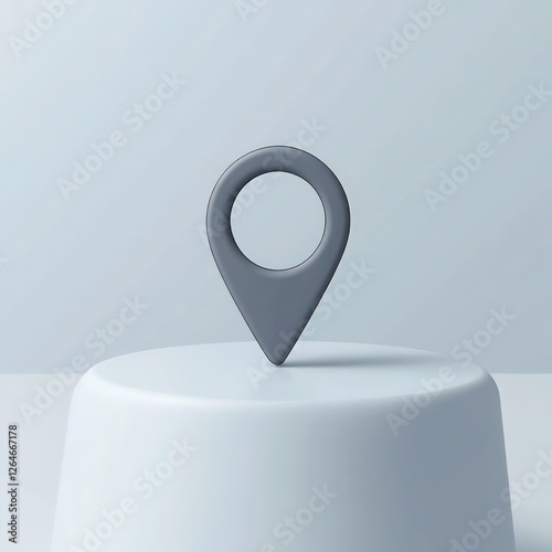 Minimalistic gray location icon on a white surface high-definition sharp focus