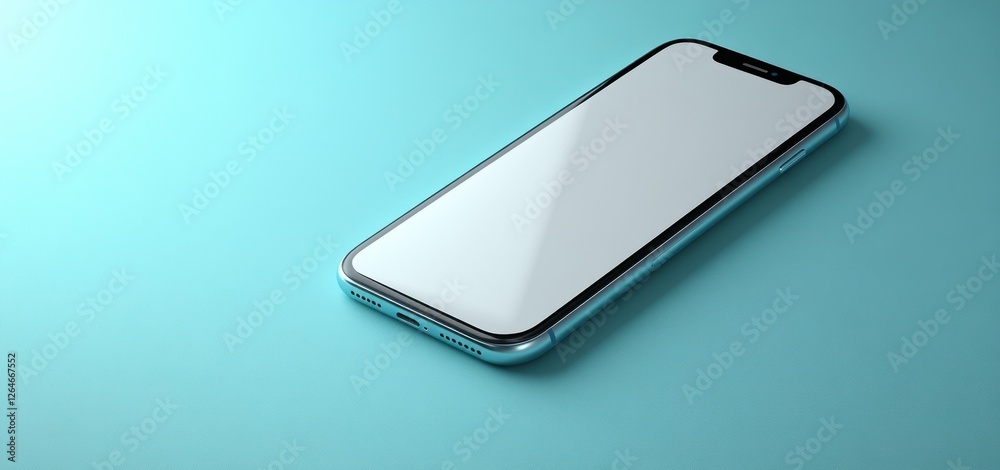 Modern Smartphone Mockup on a Turquoise Background Modern Smartphone Mockup on a Turquoise Background