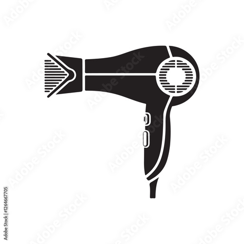 electric hair dryer silhouette isolated on white background
