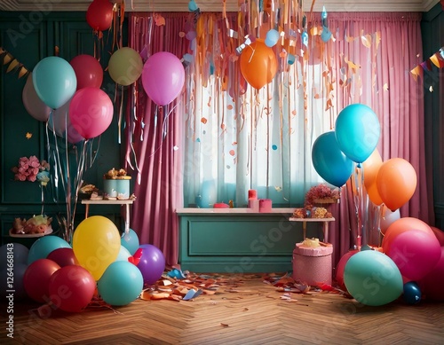 festive birthday room decoration photo