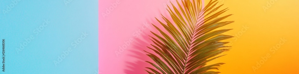 Fototapeta premium Geometric Neon Design Abstract Shapes and Glowing Edges with Tropical Silhouettes - Futuristic Aesthetic for Digital Art and Modern Marketing Displays