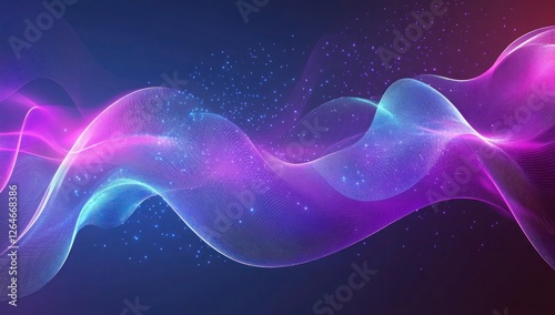 Futuristic Flow Glowing Waves in Purple and Blue, Dynamic Elegance Modern Dark Abstract Background, Radiant Technology Shiny Lines and Abstract Waves