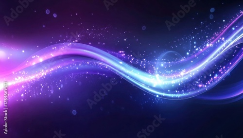 Futuristic Flow Glowing Waves in Purple and Blue, Dynamic Elegance Modern Dark Abstract Background, Radiant Technology Shiny Lines and Abstract Waves