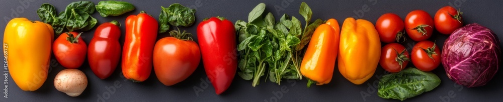 Rainbow Produce Flatlay Vibrant Fresh Vegetables and Fruits on Dark Surface - Seasonal Ingredients Display for Health-Conscious Digital Marketing and Culinary Merchandising Rainbow Produce Flatlay Vibrant Fresh Vegetables and Fruits on Dark Surface - Seasonal Ingredients Display for Health-Conscious Digital Marketing and Culinary Merchandising
