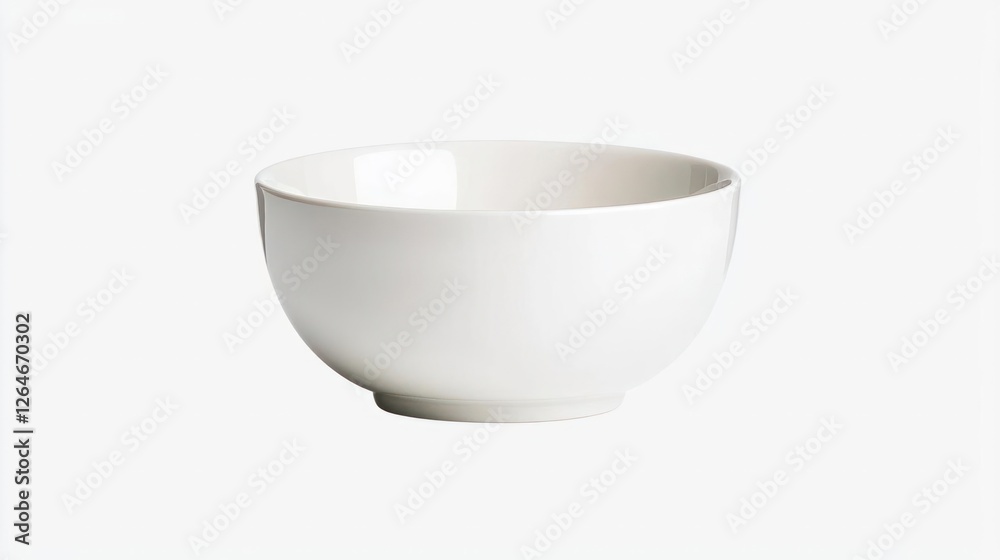 Single White Ceramic Bowl on White Background Single White Ceramic Bowl on White Background