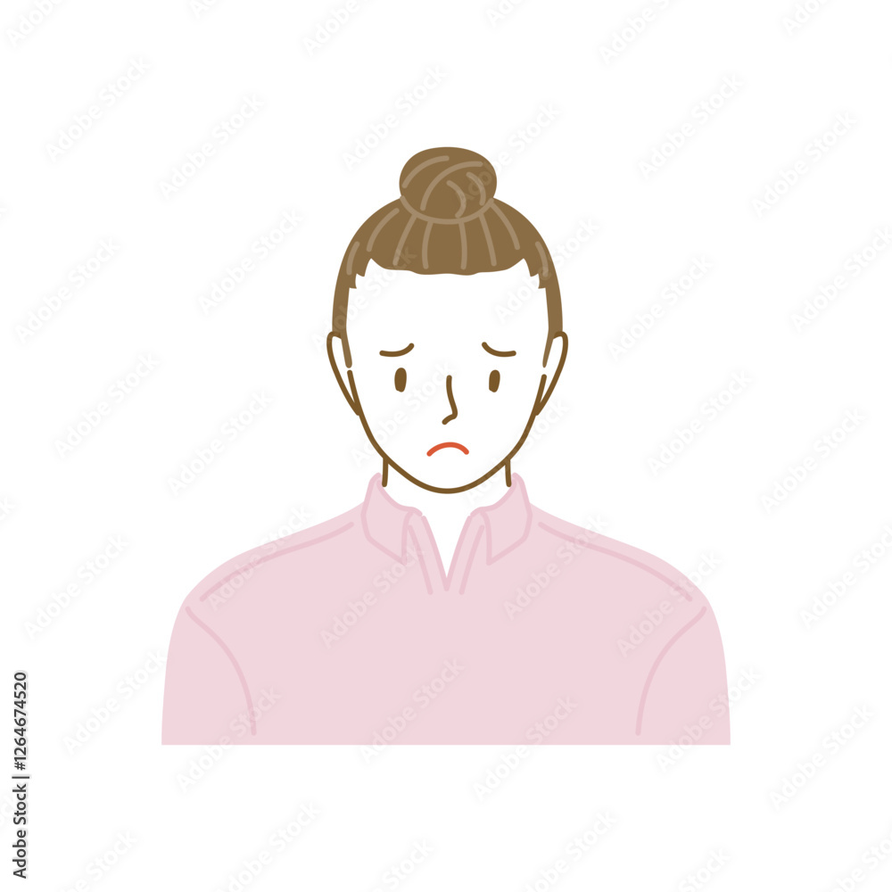 正面から見た薄毛の若い女性(ひっつめ髪) 正面から見た薄毛の若い女性(ひっつめ髪)