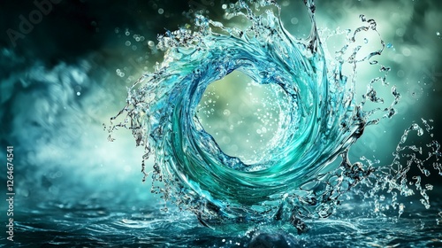 Energetic swirl of aquagreen water spirals serene ocean abstract photography tranquil environment close-up view photo