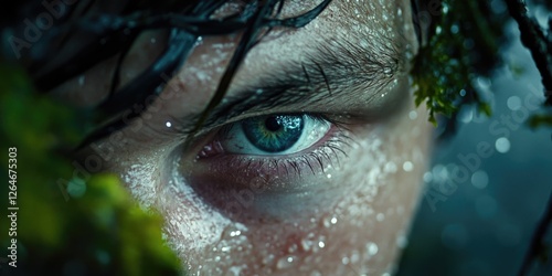 Close-up of eye with water droplets photo