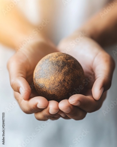 Serenity in Hands Rustic Earth Sphere in Gentle Grasp Sustainability Content for Environmental Education and Global Awareness Campaigns