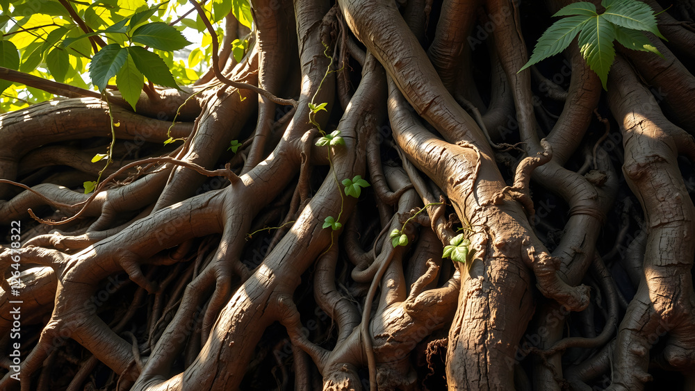 Seamless High-Resolution Texture of Intertwined Tree Roots and Bark with Twisting Vines and Hidden Insect Details Seamless High-Resolution Texture of Intertwined Tree Roots and Bark with Twisting Vines and Hidden Insect Details
