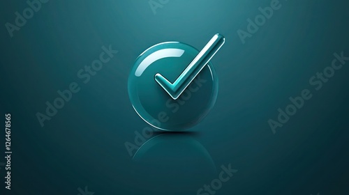 Vibrant teal tick icon on a deep teal backdrop crystal-clear