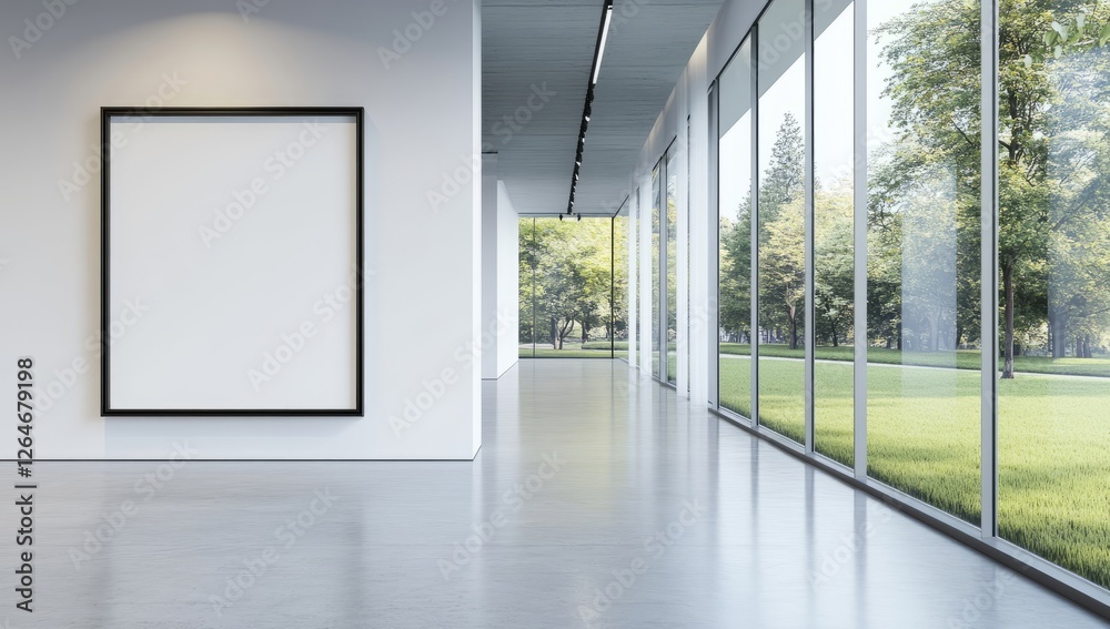 Empty office space large windows right side floor An poster frame Empty office space large windows right side floor An poster frame