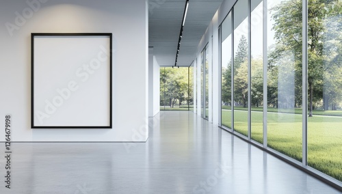 Empty office space large windows right side floor An poster frame