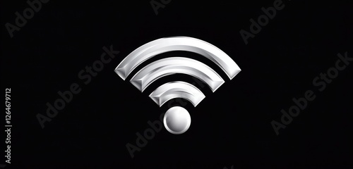 Wi-Fi Icon in Classic White with a Touch of Silver on a Bold Black Background a?