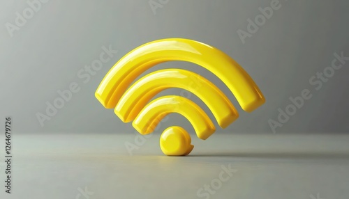 Wi-Fi Icon in Bright Yellow on a Calm Grey Background Shot 